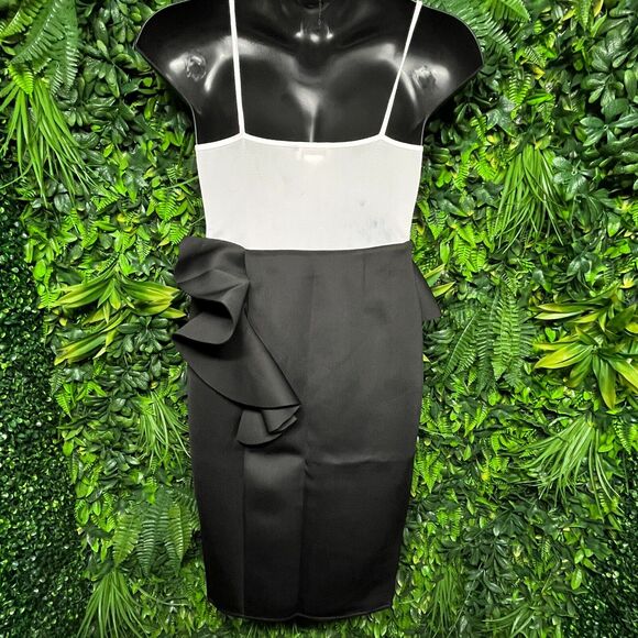 Women Skirt XL‎ Black Midi Peplum Stretch Fitted Ruffle Fits Small AOMEI 1286 - Picture 10 of 11